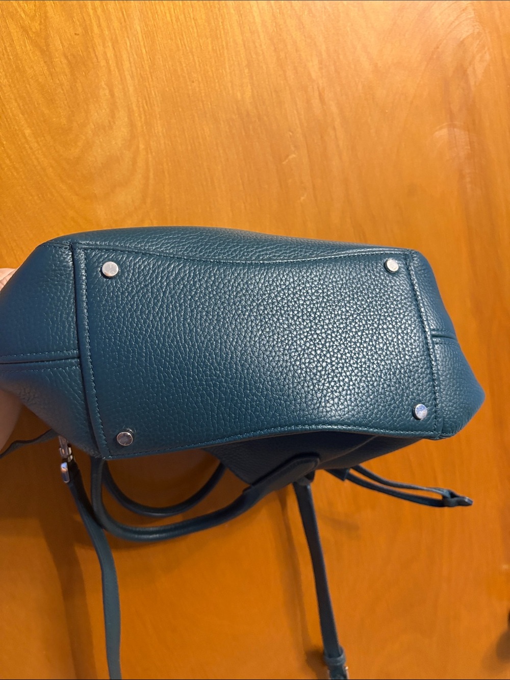 kate spade teal pebbled leather satchel with detachable strap - Picture 6 of 8